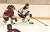 Gustavus' Kyle Menken skates past Hamline's Devon Brady.