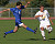 Grant Morlock clears the ball out of the Gustavus zone past an outstretched Macalester attacker.