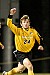 Junior Alex Groth celebrates after netting the first goal of the game.
