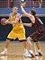 Phi Sowden looks inside against the Cobbers.