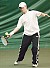 Adam Morgan gets set to hit a forehand return.