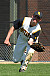 Tyler Kaus makes a diving play on a ball in right field.