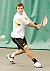 Junior Andy Bryan sets up for a return against Emory.