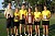 Gusties with trophy (l to r): Coach Scott Moe, Rachel Roberg, Kali Griggs, Breanne Staples, Amanda Johnson, Kimbra Kosak