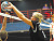 Jen Thelemann stuffs a Buena Vista attack.