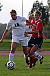 Defender Megan Gode starts an attack for the Gusties.