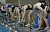 The Gusties and Blazers get set for the start of the 500 yard freestyle.