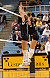 Nicki Ainsworth and Britta Bolm go up for a block.