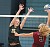 Olivia Warren goes up for the block.