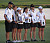 The women's golf team poses with the team and individual trophies. (Courtesy Ryan Klinkner)