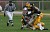 The Gustie defense is shown sacking Hamline QB Andy Gagnon in the Gusties 28-7 win last season.