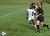 Gustavus defender #15 Joe Hartwell and St. Olaf striker #3 Abu Farah race to the ball. (Photo courtesy St. Olaf Sports Info.)