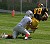 Wide reciever Pat Weineke falls into the end zone with the Gusties first touchdown against Hamline.
