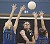 Kristi Forsythe records a kill for the Gusties.