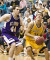 Adam TeBrake drives the lane.