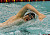 Freshman Matt Stewart swims to a 13th place finish in the 200 freestyle.