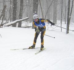 Junior Chandra Daw works hard in the freestyle race.