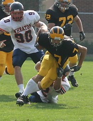 Wide receiver Kerry Zajicek battles for more yards on a reception from Jordan Stolp.