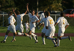 Jeff Aasness (#4) leads the Gustie celebration.
