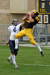 Wade Vrieze makes an interception for the Gusties.