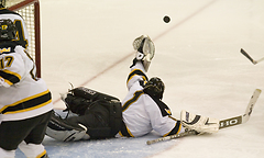 Senior Erik Kraska (1) picked up 32 saves in net for the Gusties.