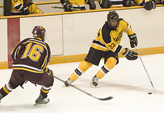 Steve Dusich controls the puck for the Gusties.
