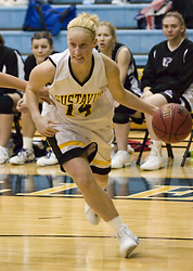 Senior Sara Boldt drives to the hoop.