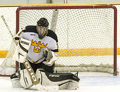 Senior Erik Kraska makes the save.