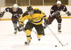 Loren Havemeier handles the puck on a breakaway.