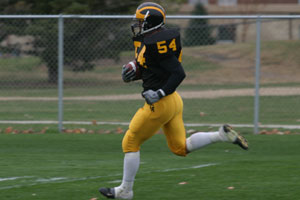 Jay Frederickson returning an interception 54 yards for a touchdown against Hamline