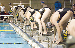 Sara Pfau and Katie Haynes posted the best Gustie finishes on the final day, placing second and third in the 200 backstroke.