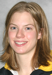 Senior Katie Haynes won the 100 backstroke at the MIAC meet.