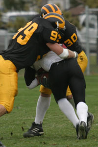 Sieling and Baldus team up on a tackle last Saturday