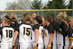 The Gusties celebrate the sweep over Concordia.