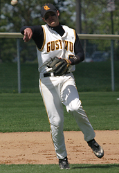 Aaron Madson throws a ball toward first base.