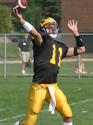 Junior quarterback Jordan Stolp moved into fourth place on Gustavus' career passing yardage list, passing Dean Kraus.