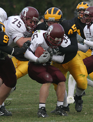 Senior defensive lineman Kory Wermerskirchen collected four tackles in his final home game as a Gustie.
