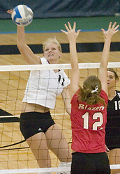 Jennifer Thelemann hits a shot at the Blazers.