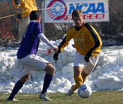 Gabe Joyes works to get past a Loras defender.