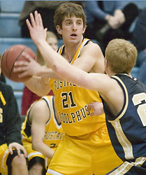 Jesse Van Sickle looks to make a pass inside.