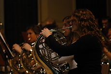 Senior Kate Ellingsen leads the Gustavus Wind Orchestra’s horn section.
