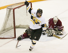 Molly Doyle celebrates after scoring a power-play goal.