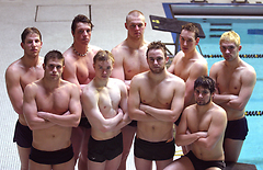 NCAA Qualifiers (l to r): front - Ziegler, Mikkelson, Hanson, and Cuevas; back - Amundson, Winter, Hagemeyer, Davis, and Stewart