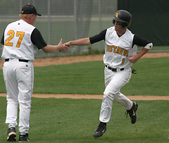 Tyler Kaus hit a two-run home run during game one.