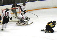 Allie Harwood scored her first collegiate goal against Hamline Friday night. (Photo courtesty Fred Cotey)