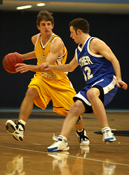 Jesse Van Sickle brings the ball up the floor.