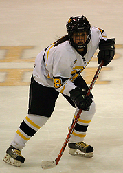 Melissa Kravich anticipates the puck at center ice.