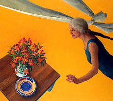 Daniel Dallmann’s piece “Hat Trick” is one of many paintings on display at the Hillstrom Museum of Art.