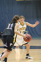 Elise Biewen guards Jenna Olson.