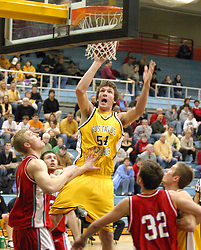 Sam Paulson goes up high for two of his 15 points.